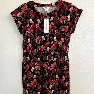 Liz Claiborne Women's Navy Coral Shell Print‎ Casual Dress Size Medium